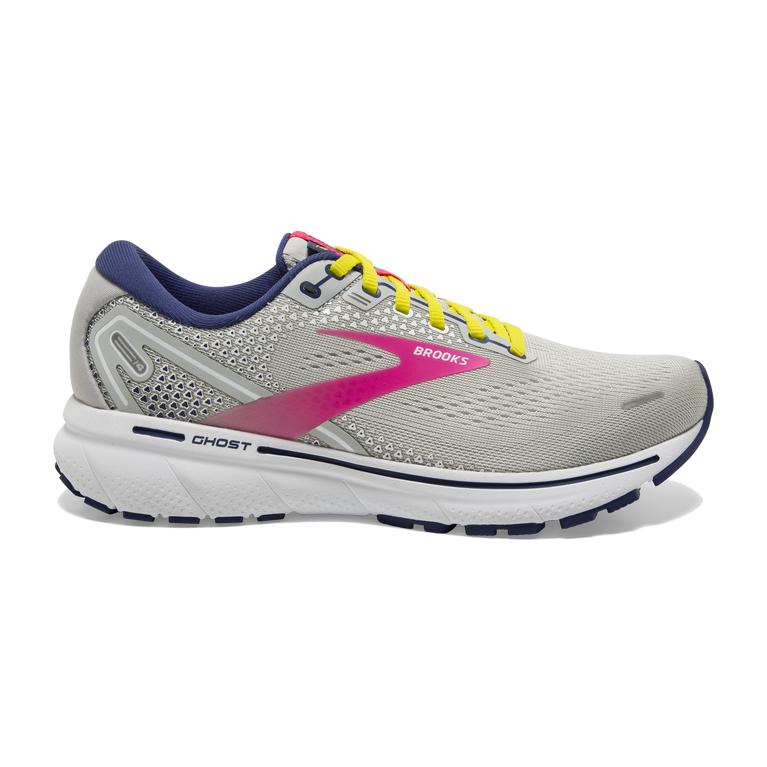 Brooks GHOST 14 Cushioned Road Running Shoes Womens Online - Grey/Pink/Sulphur Spring (JYB135047)